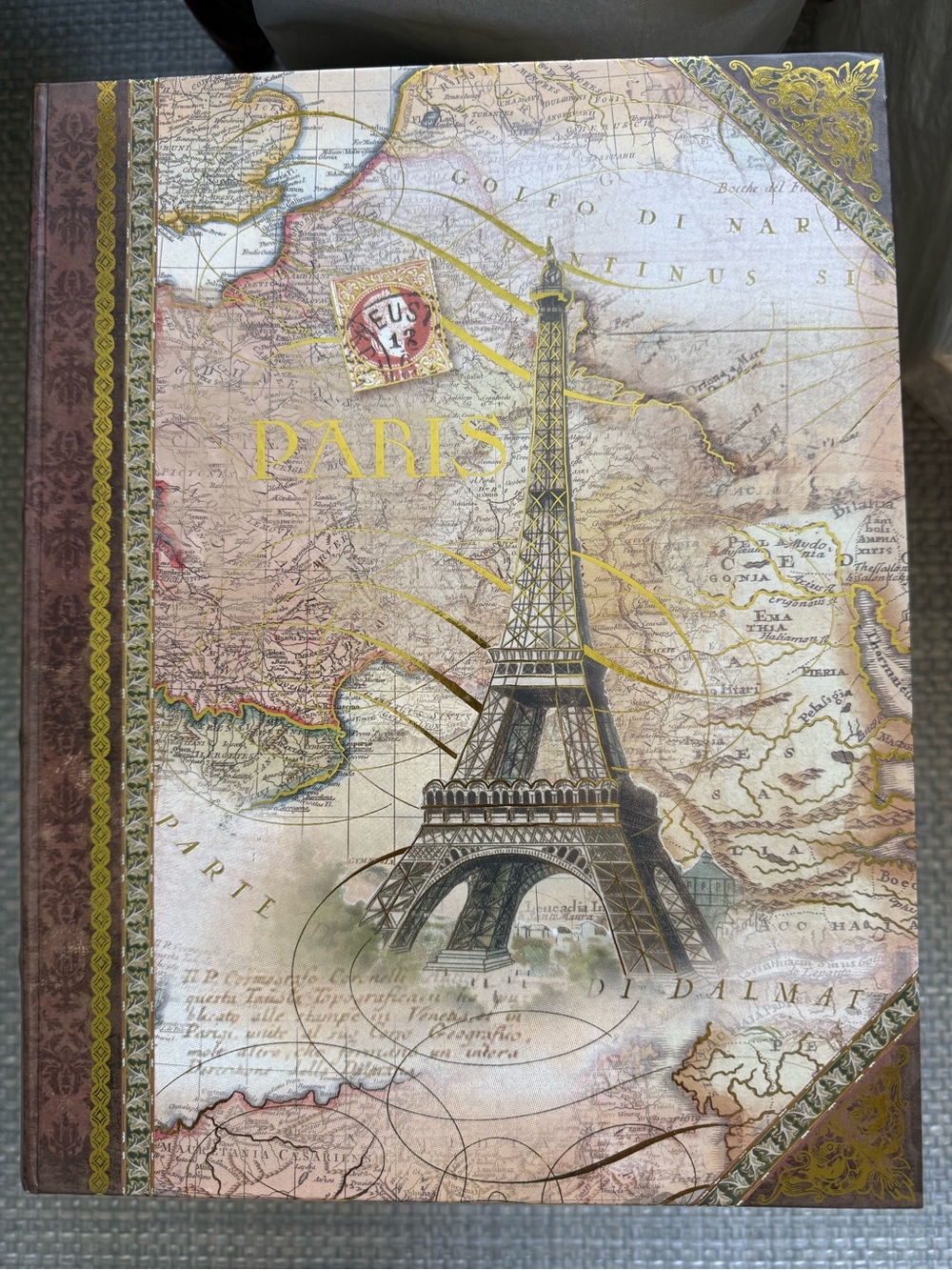 Paris Eiffel Tower Vintage Map Hardcover magnetic box